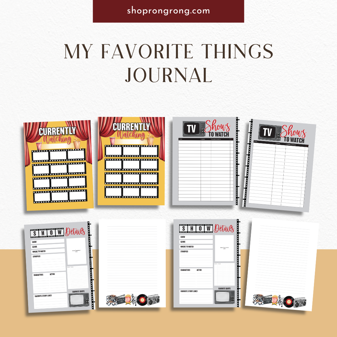 Favorite TV characters list in journal
