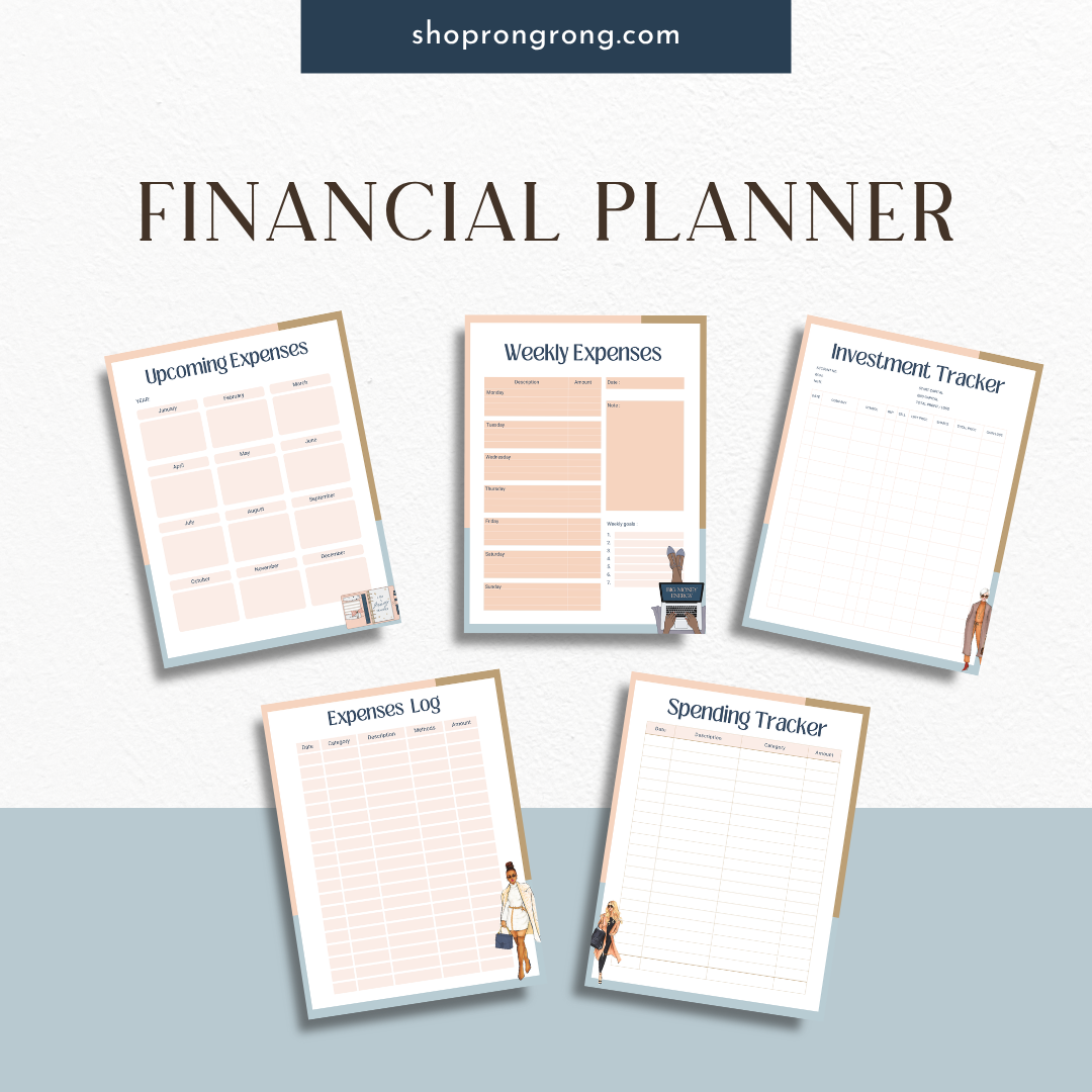 Yearly budget summary page with calculator beside

