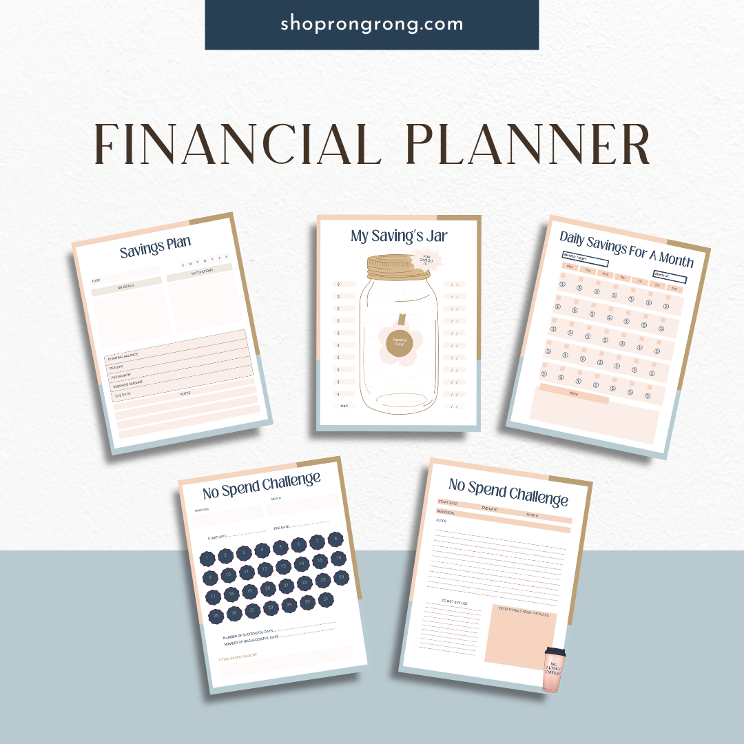 Project planning and financial goals pages open on digital planner

