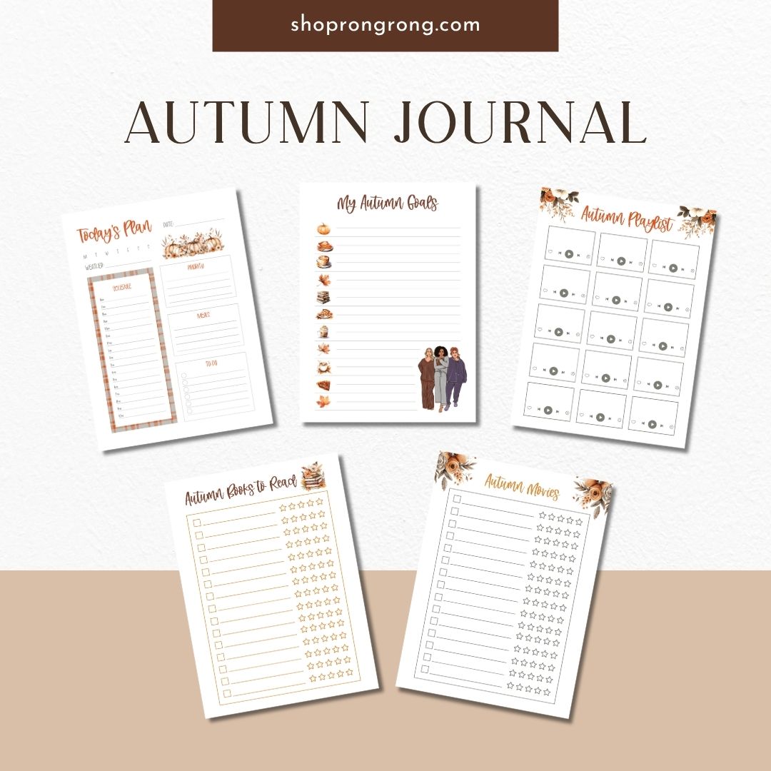 Fall season gratitude log and bucket list printable
