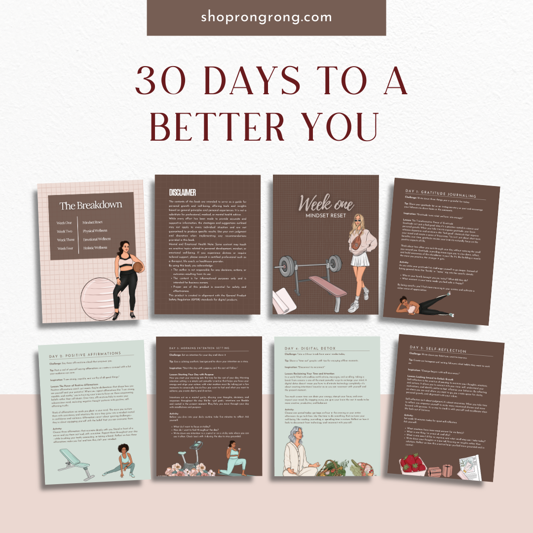 30 days to a better you self care and wellness workbook