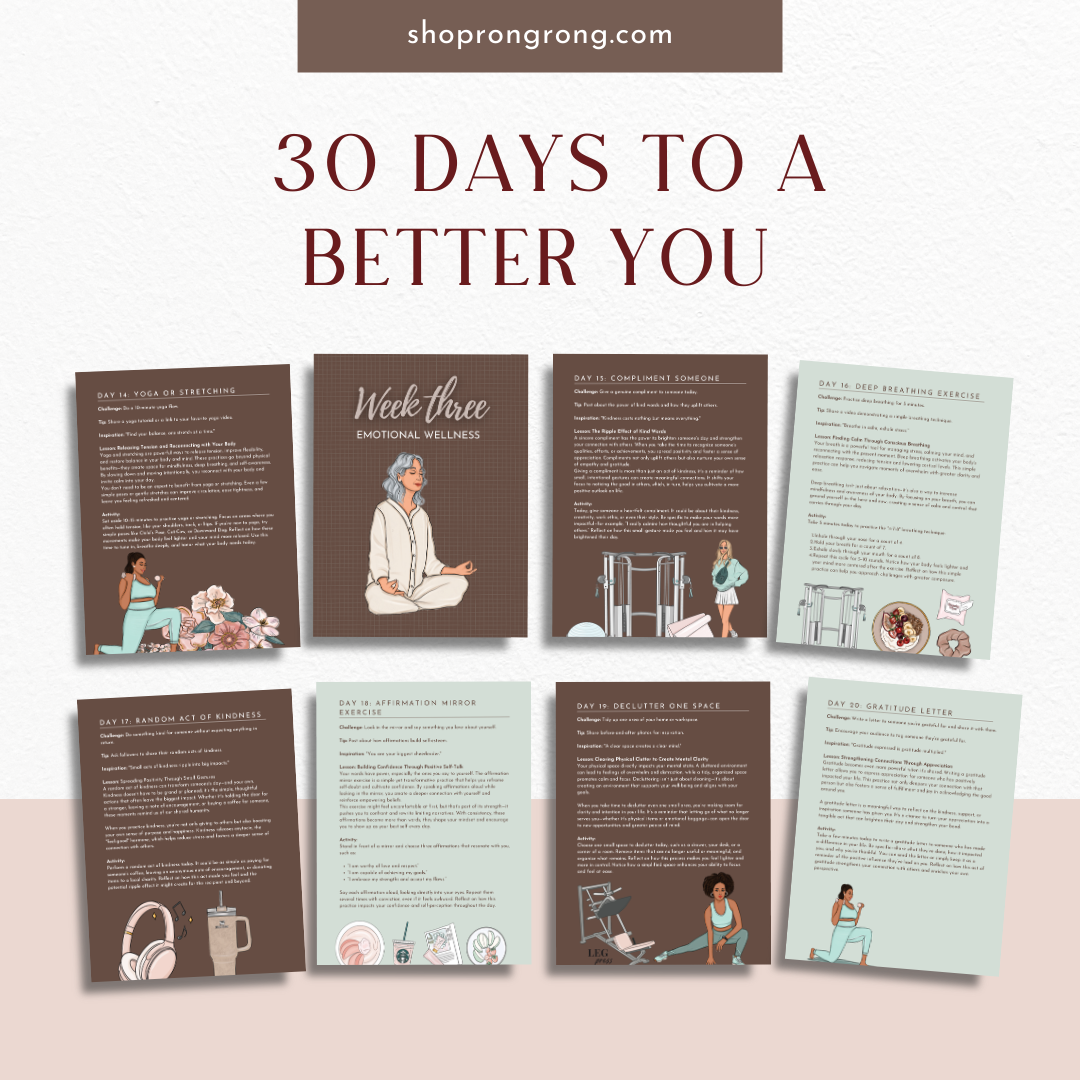 Wellness challenge planner for mindset and healthy habits