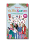 Sticker book cover featuring festive designs with cheerful holiday icons in vibrant colors.