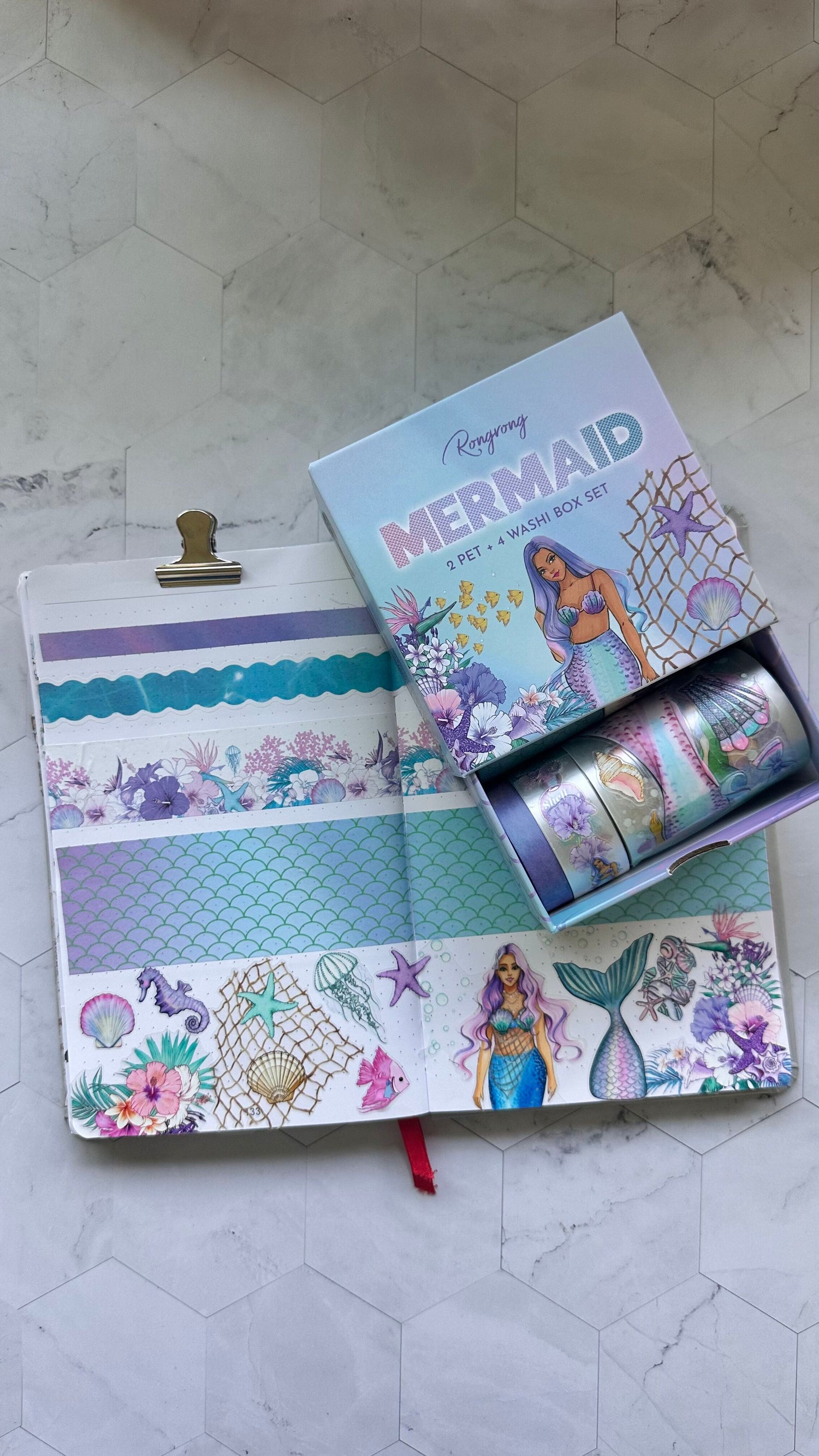 Mermaid Off Duty Pre-cut PET Tape + Washi Box