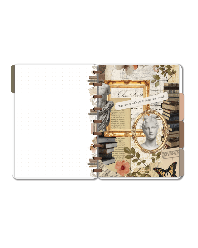 Light Academia Vintage Style Book Planner Dashboard