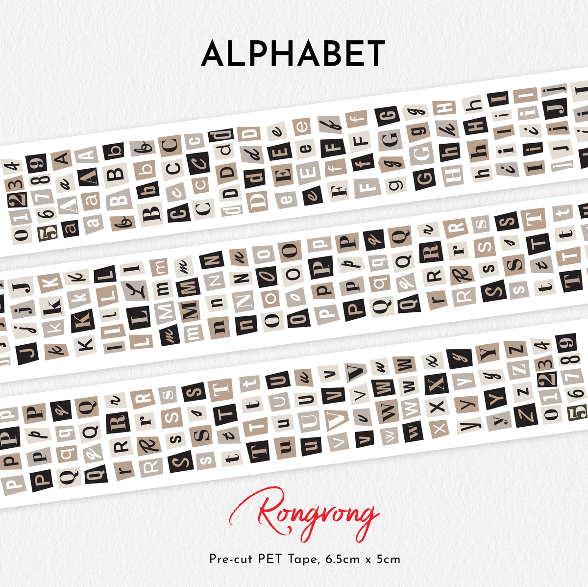 Alphabet Pre-cut PET Tape