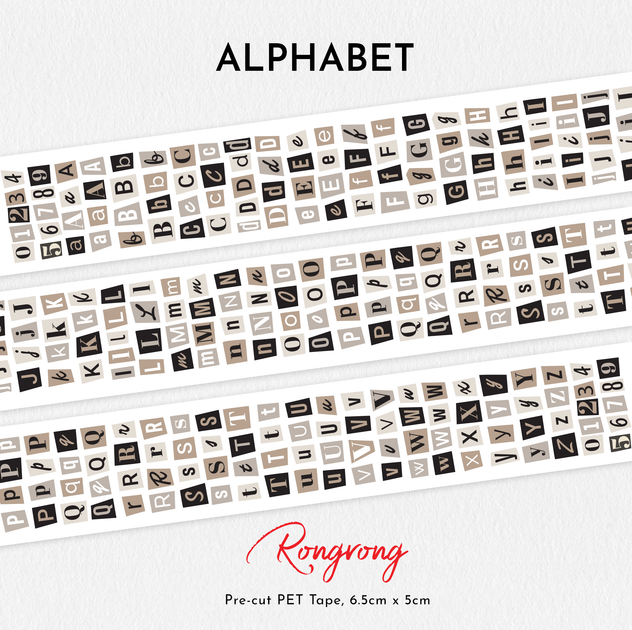 Purrfect Days Alphabet Pre-cut PET Tape | Alphabet Planner Stickers