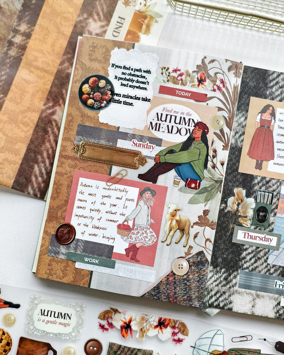 Junk Journal Sticker Book | Handcrafted Sticker Book | Decorative