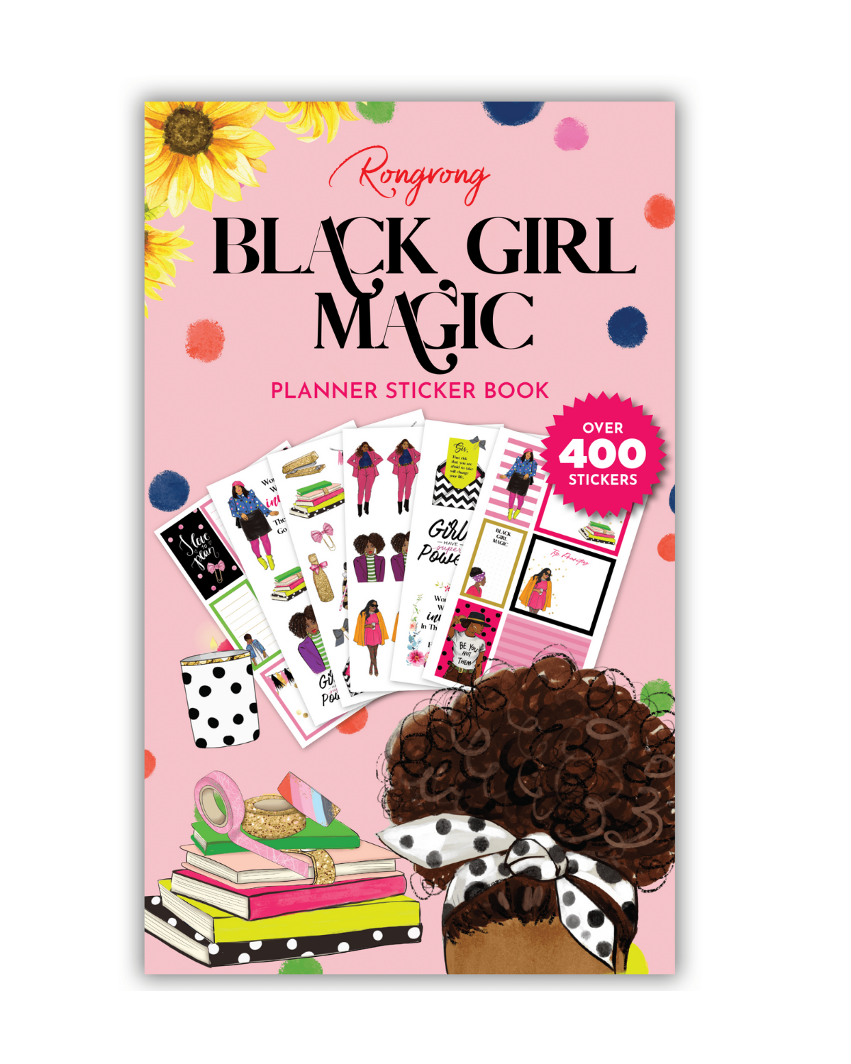 Planner sticker book titled 'Black Girl Magic' with a colorful design on a white background