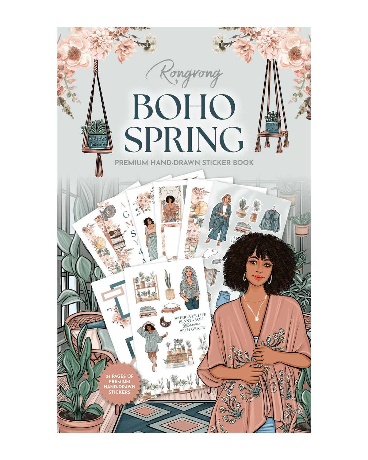 Sticker book cover with illustrations and text &