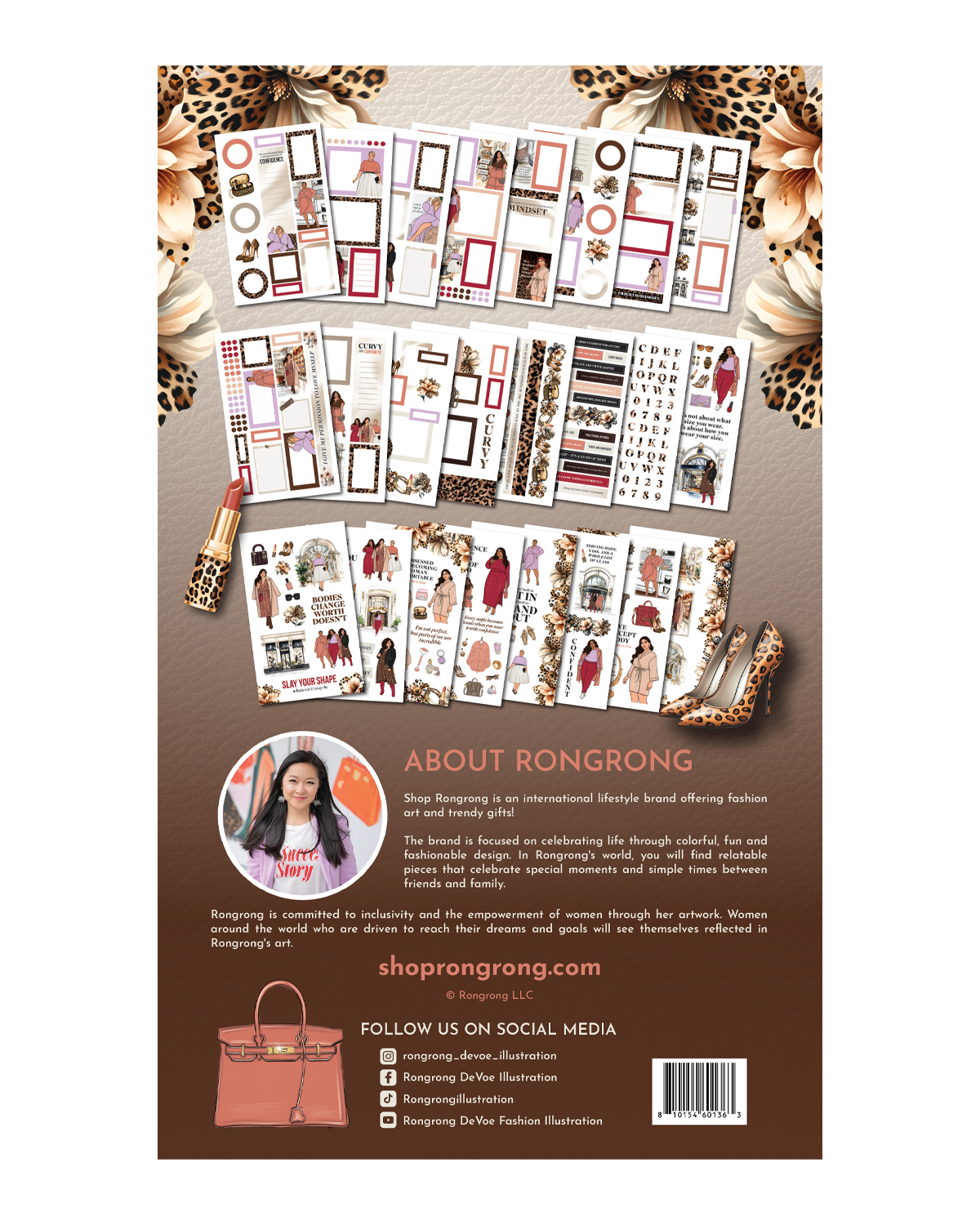 Planner stickers featuring diverse curvy girl illustrations