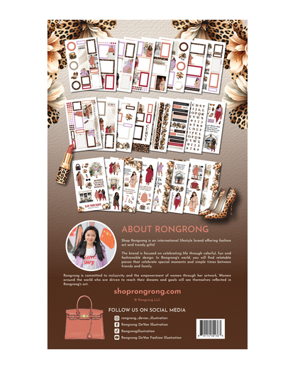 Planner stickers featuring diverse curvy girl illustrations