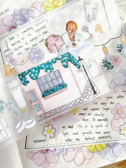 Pastel botanical journaling tape for planners and scrapbooks