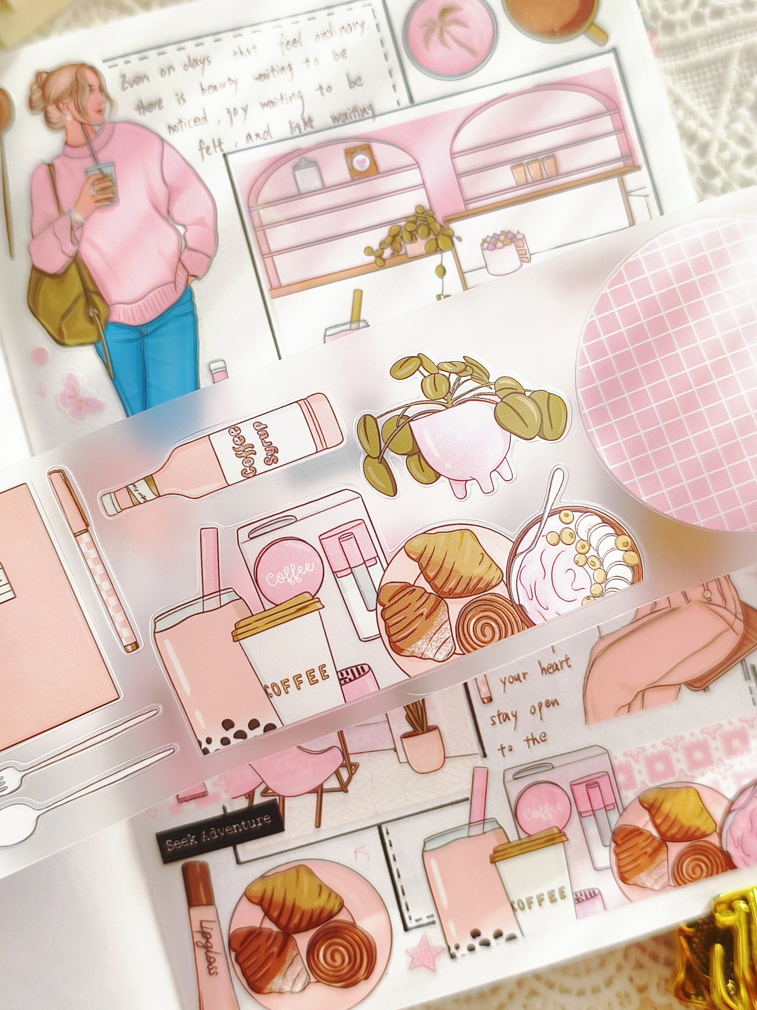 Cozy coffee shop journaling tape for planners