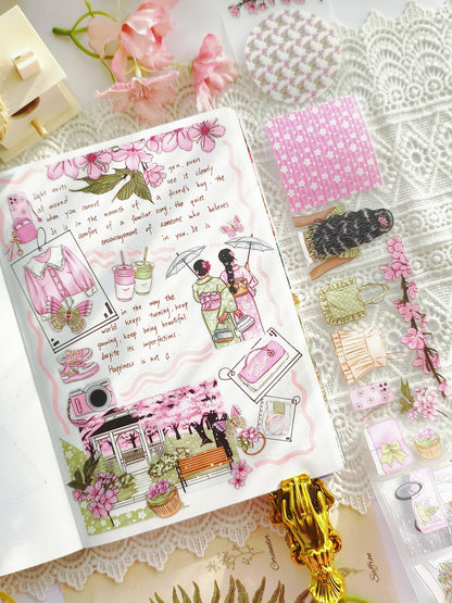 Sakura journaling tape with soft spring aesthetic
