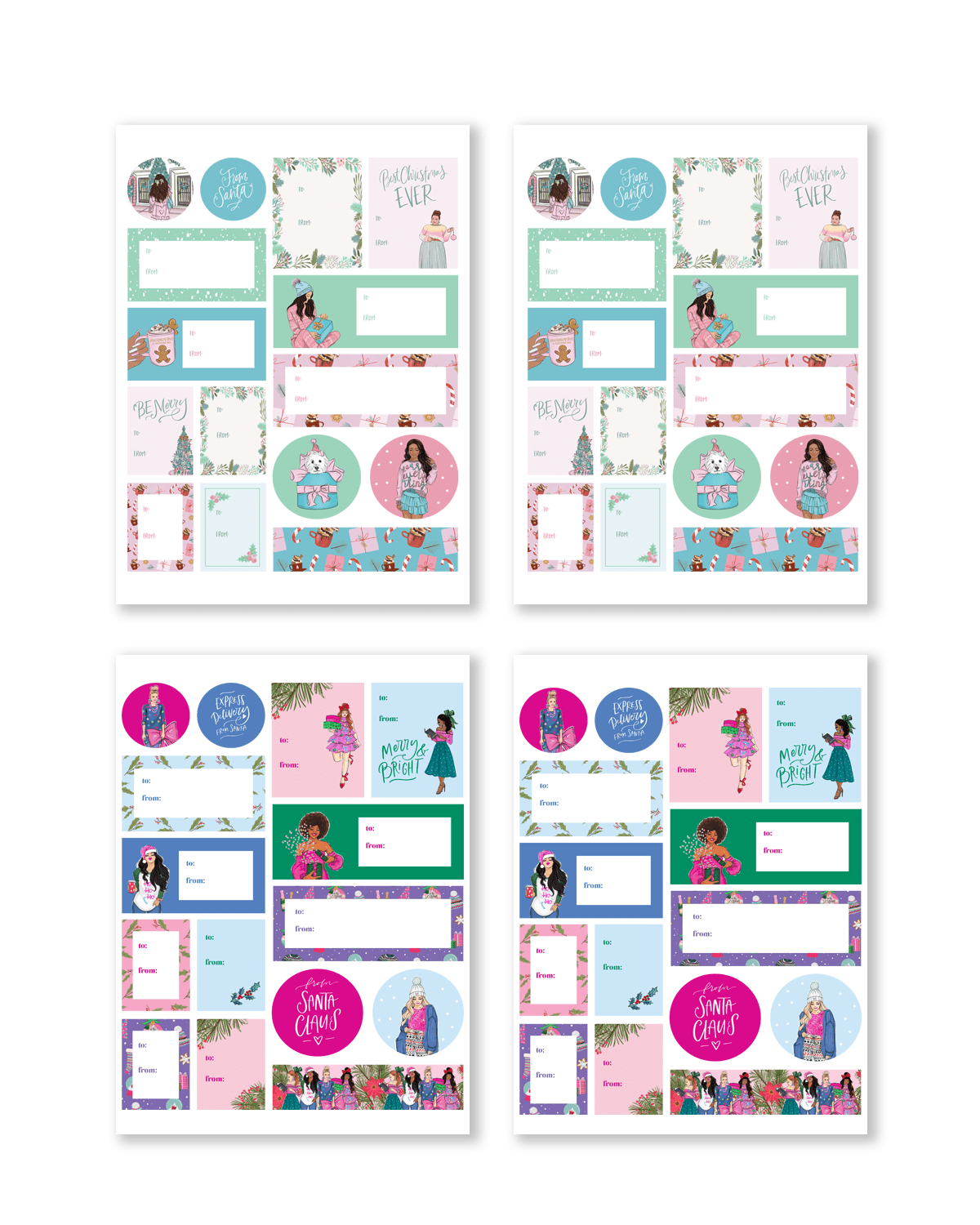 Stickers featuring elegant patterns and seasonal icons, designed for adding a personal touch to gifts.