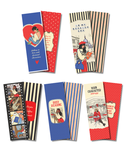 Decorative and functional book-themed planner stickers with coffee illustrations, reading girls, labels, and literary-inspired artwork.