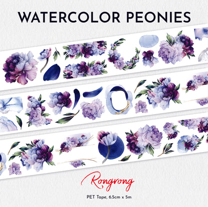 Watercolor Peonies PET Tape