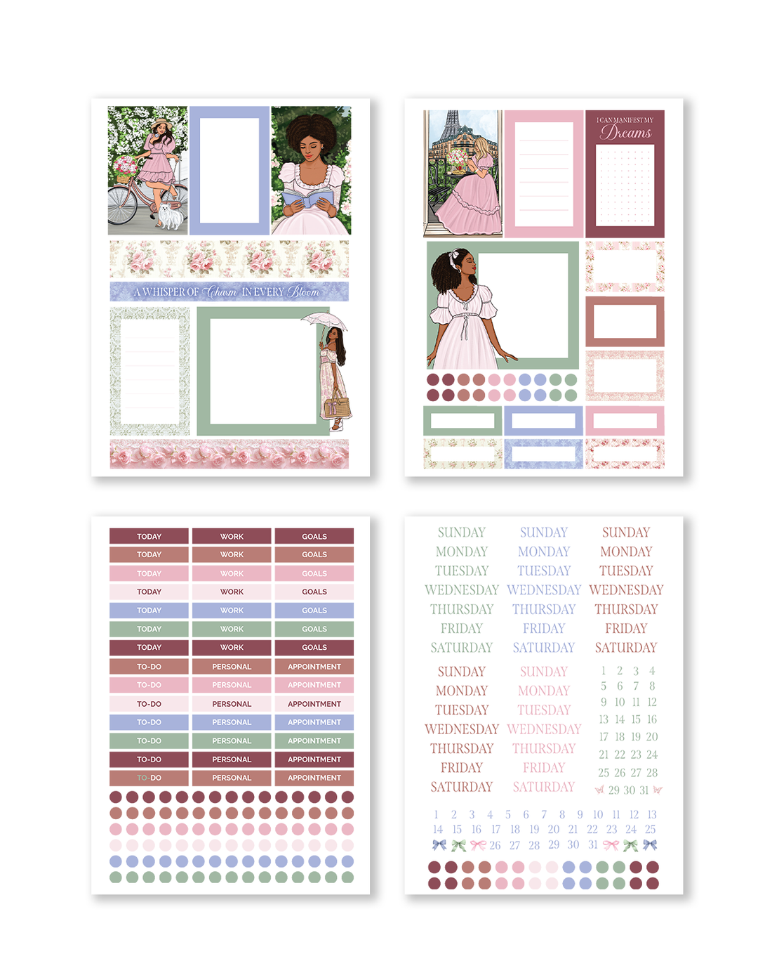 Coquette Dreams Monthly Planning Kit cover illustration