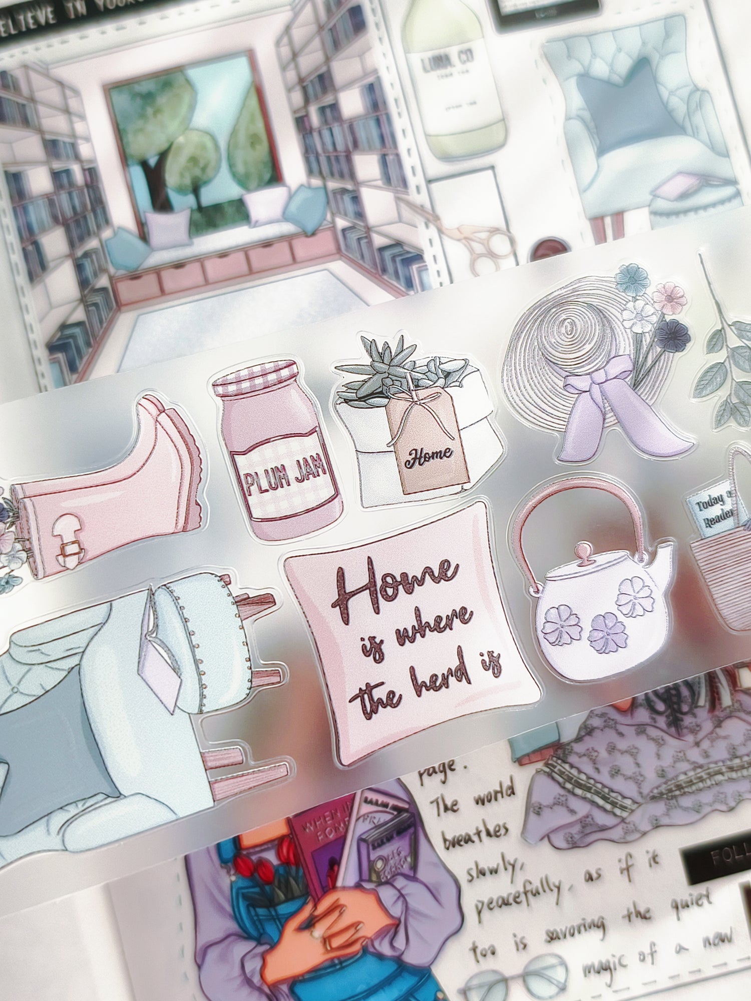 Country Reading PET tape layered in scrapbook layout