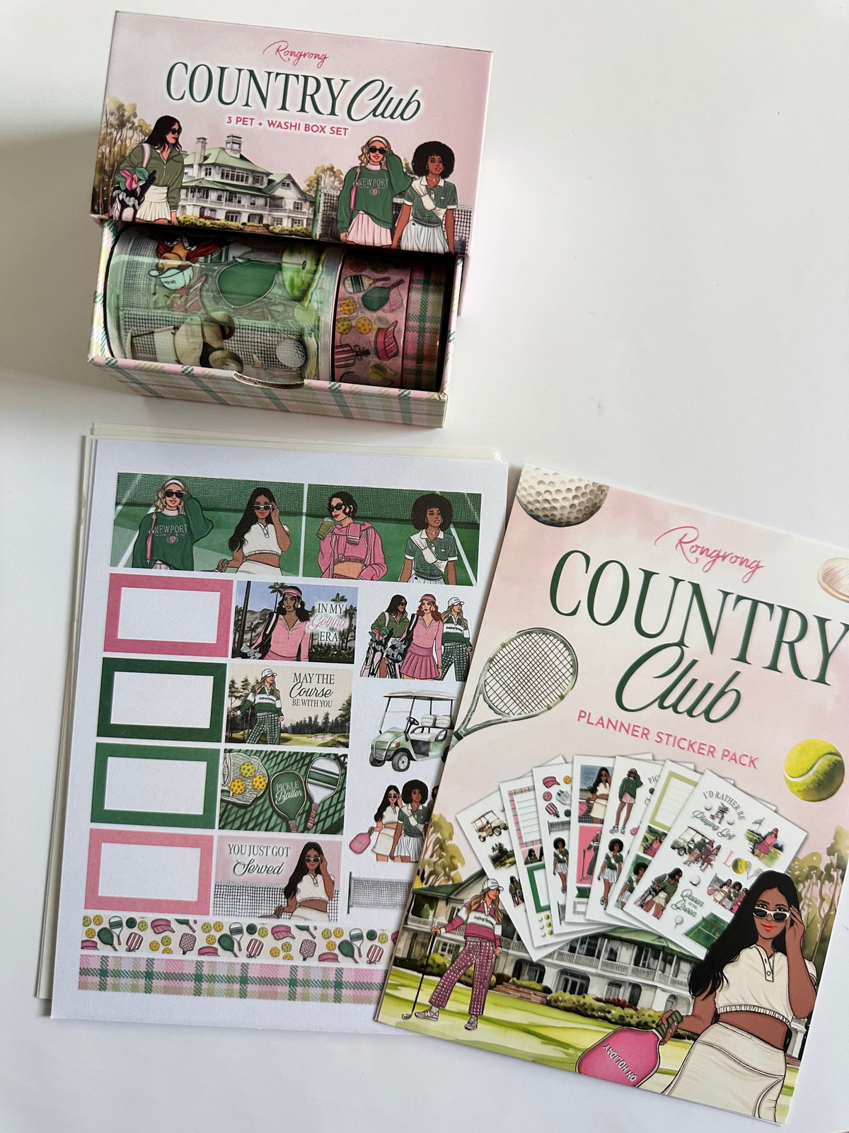 Country Club Pre-cut PET Tape + Washi Box Set