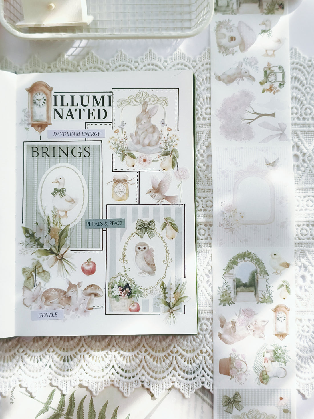 Countryside Keepsakes PET tape layered in aesthetic journal spread