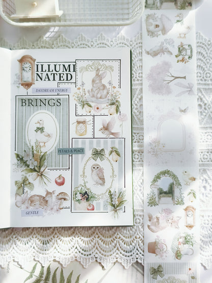 Countryside Keepsakes PET tape layered in aesthetic journal spread