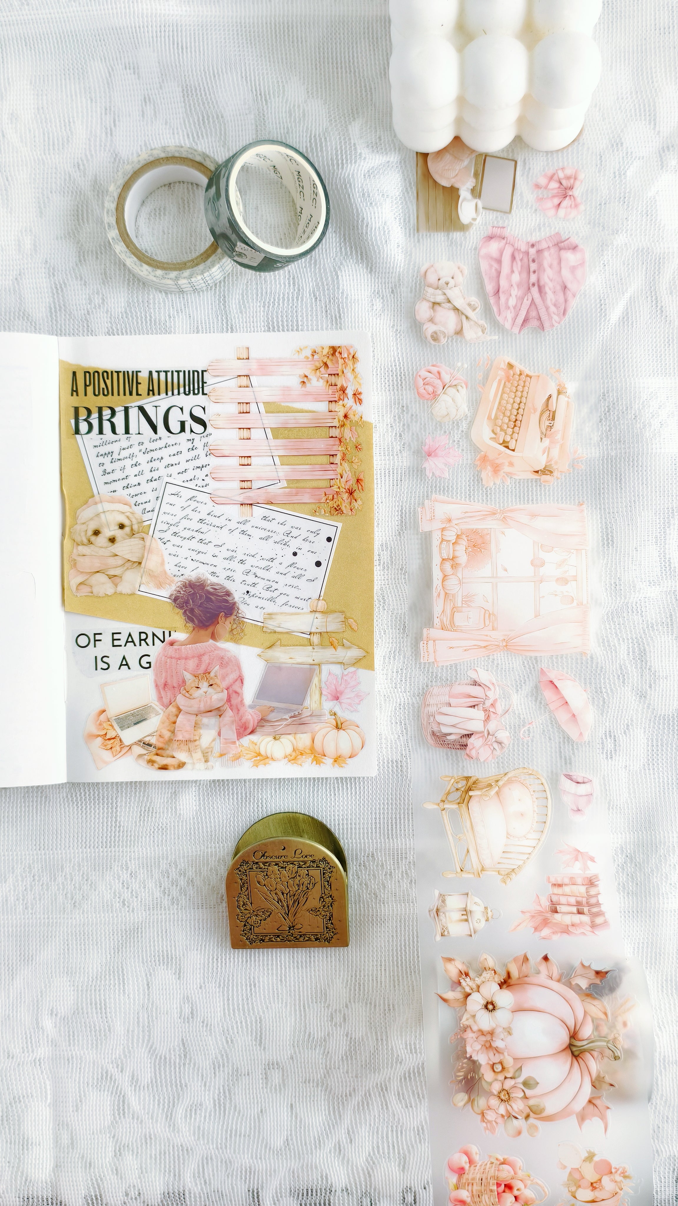 Cozy Blush Pre-cut PET Tape showcase