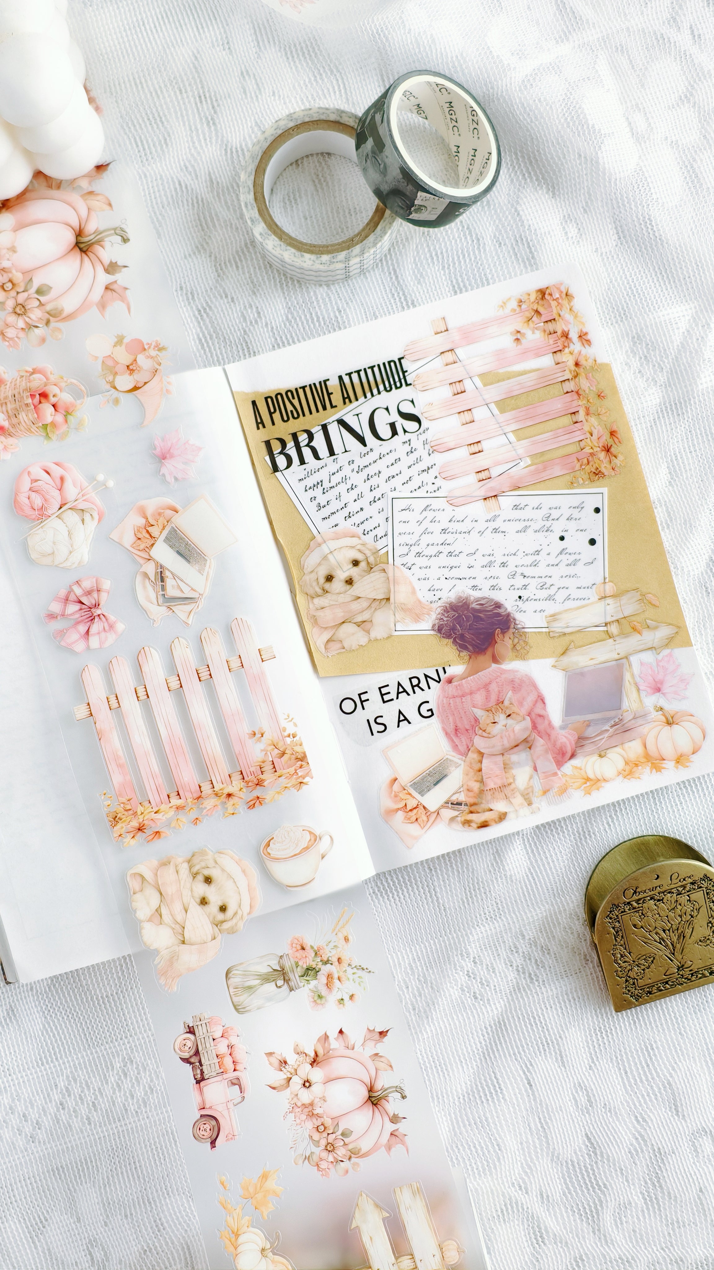 Cozy Blush Pre-cut PET Tape journal
