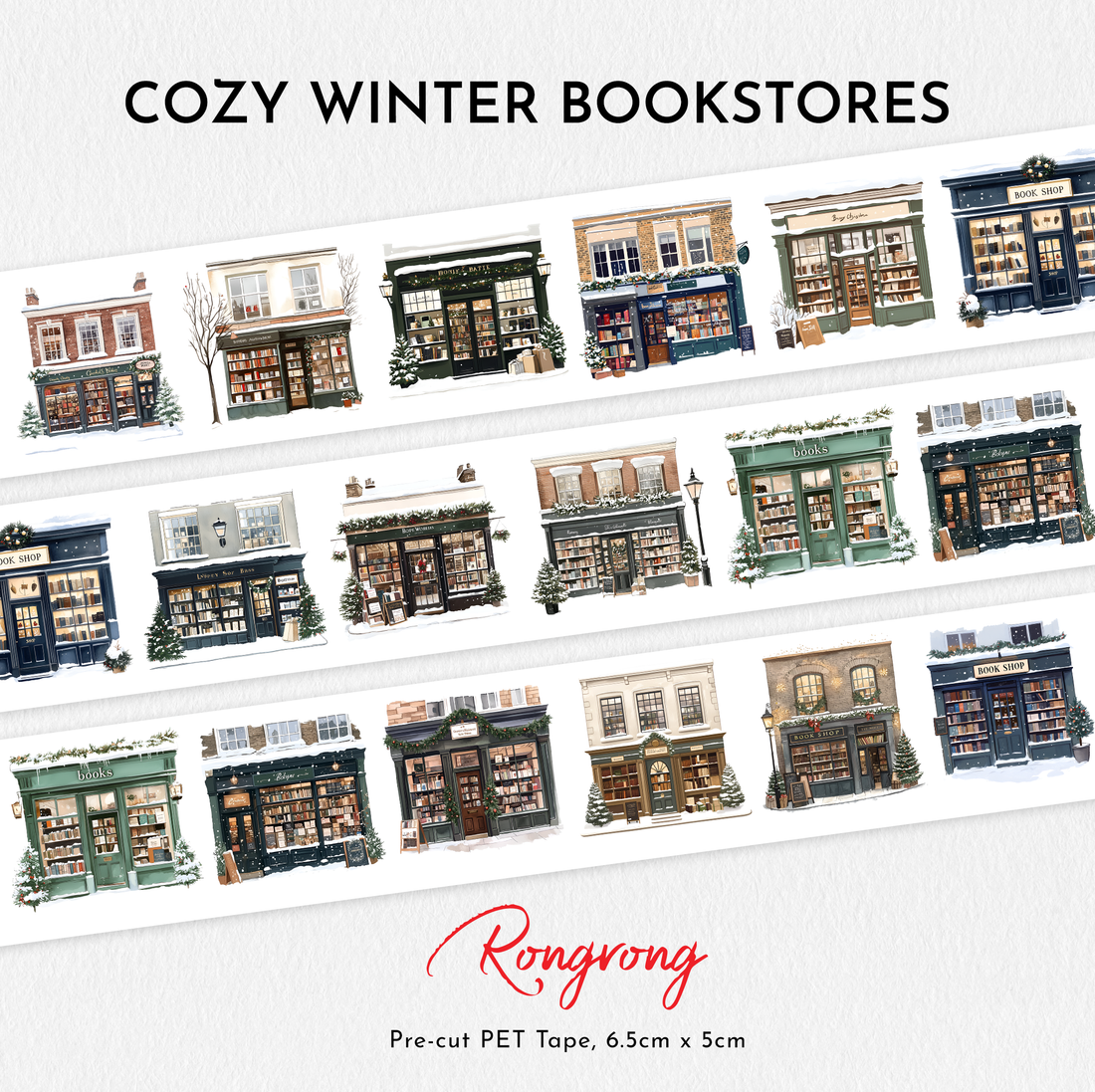 Cozy Winter Bookstores Pre-cut PET Tape