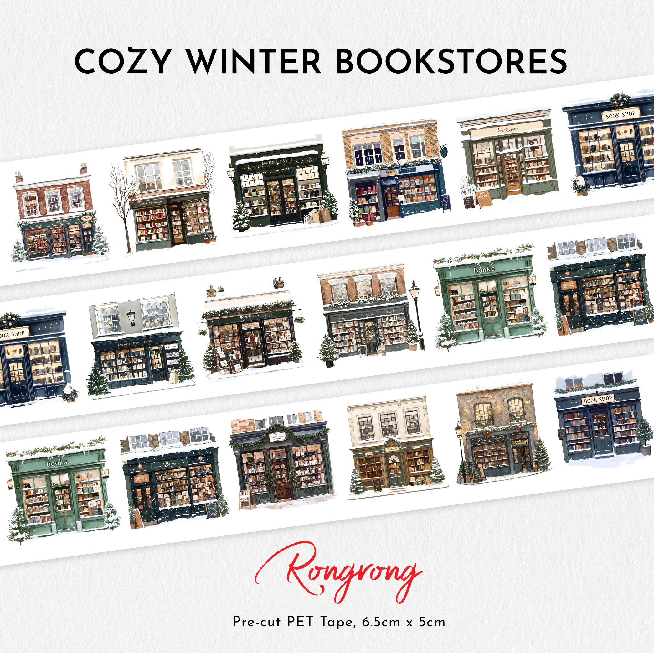 Cozy Winter Bookstores Pre-cut PET Tape
