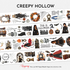 Halloween-themed washi tape with various designs on a white background, featuring the brand &