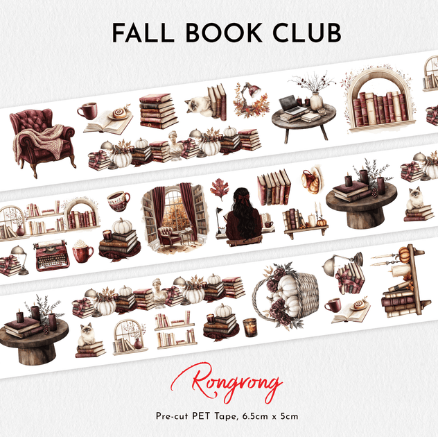 Fall Book Club PET Tape – Cozy Autumn Reading Stickers