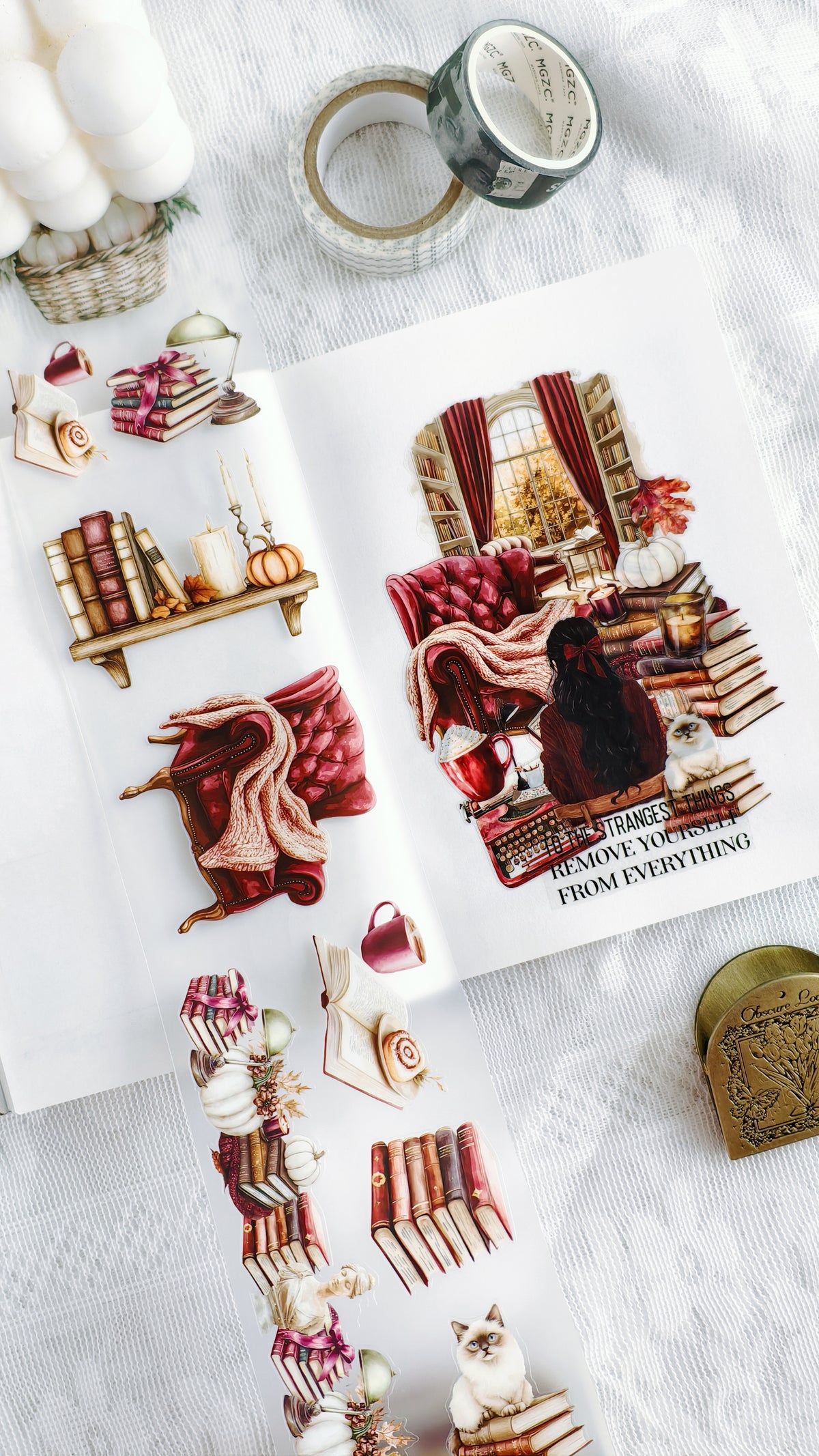 Fall Book Club Pre-cut PET Tape Journal Spread