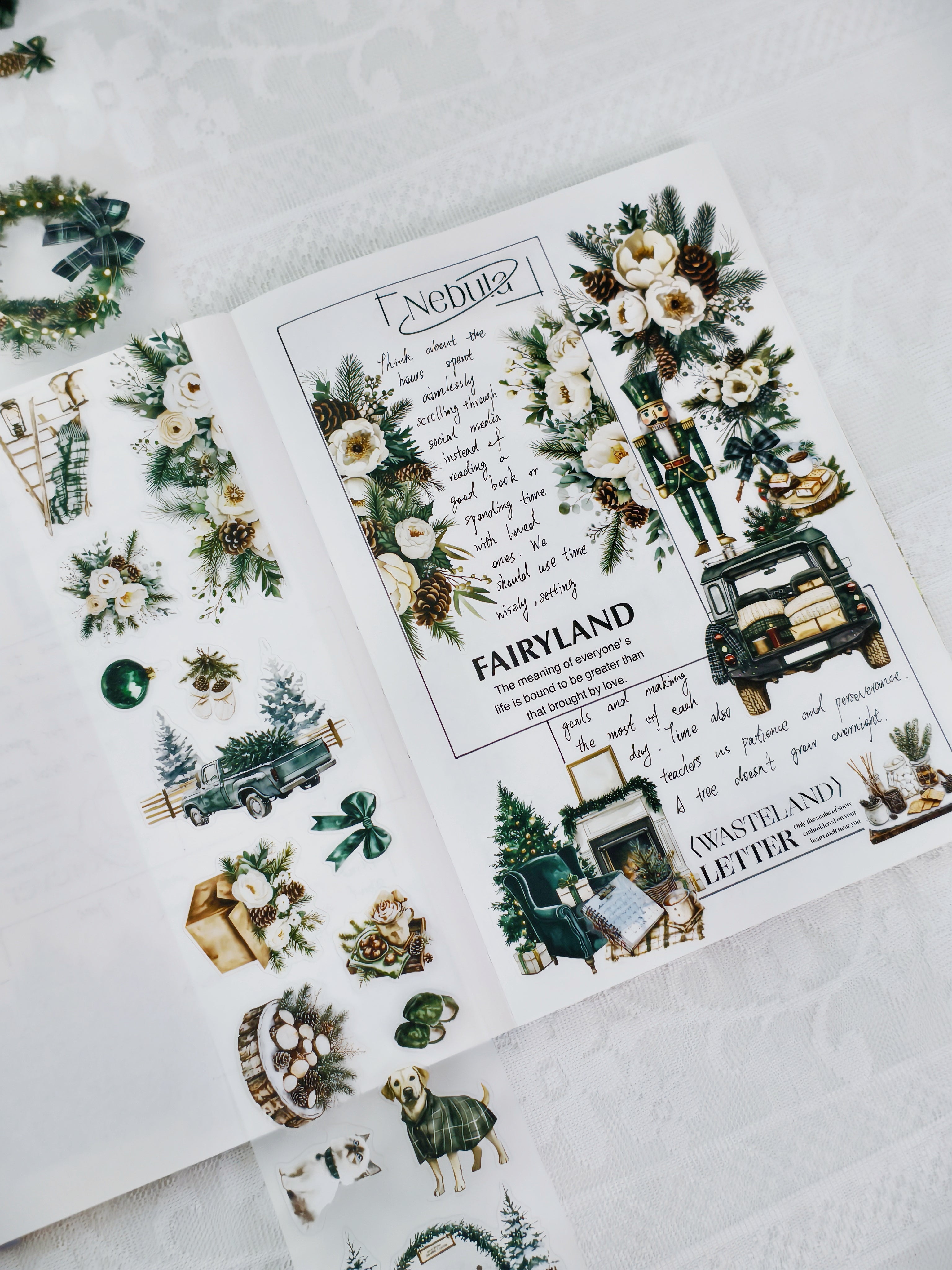 Christmas PET tape design with holiday decorations and winter details