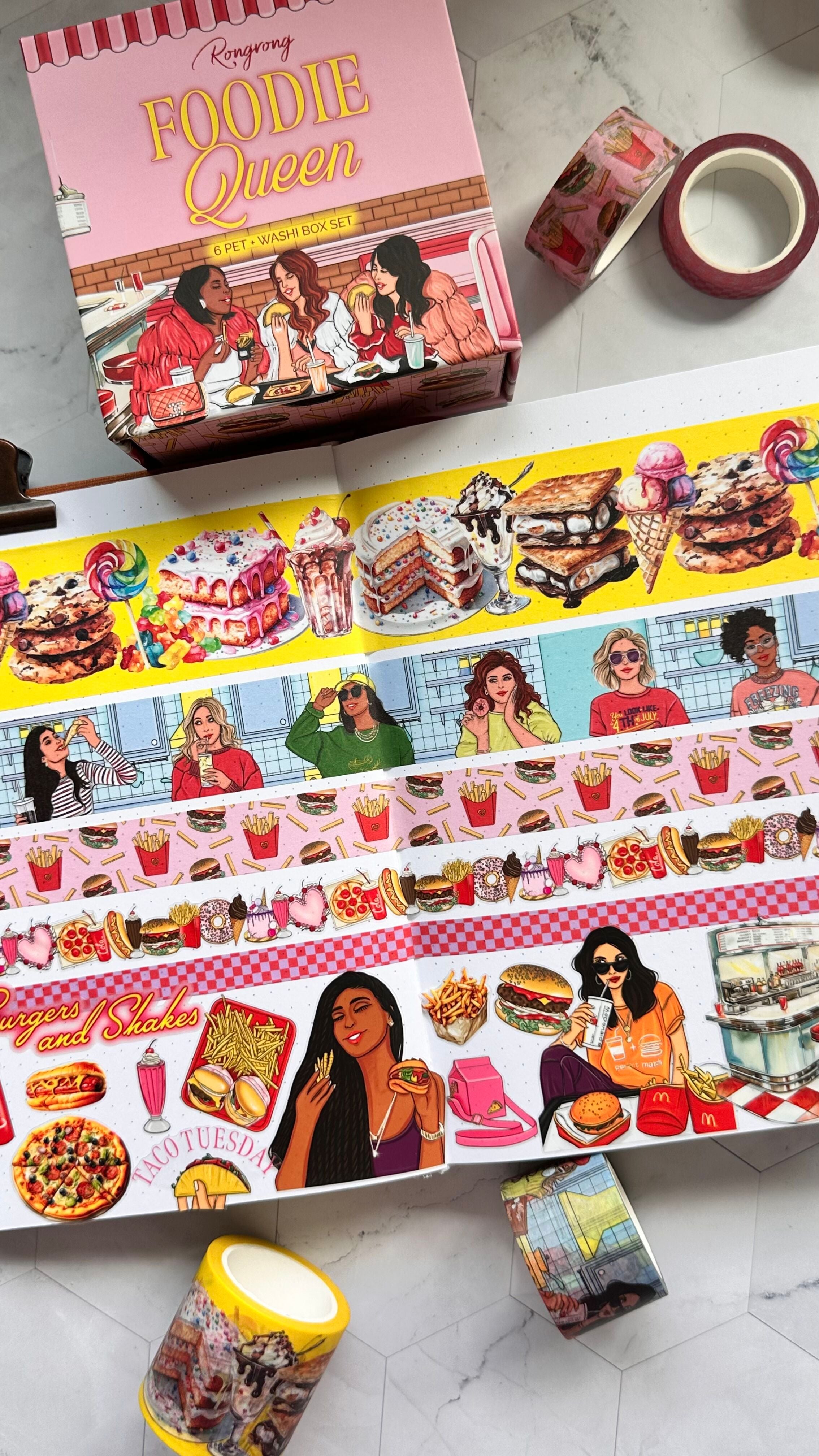 Foodie Queen Pre-cut PET Tape + Washi Box Set