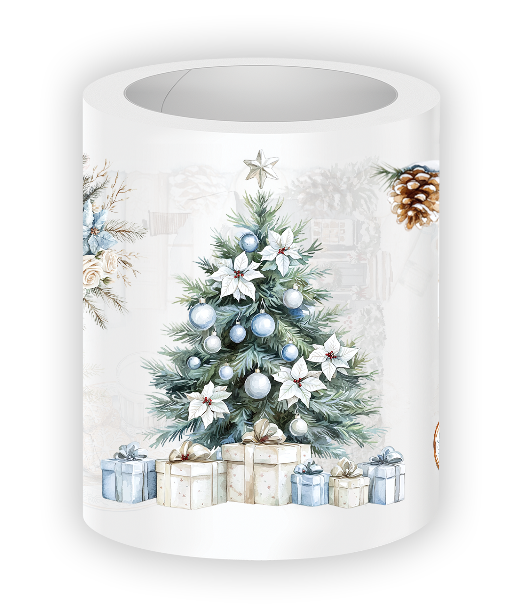 Winter-themed pre-cut PET tape featuring cozy candles
