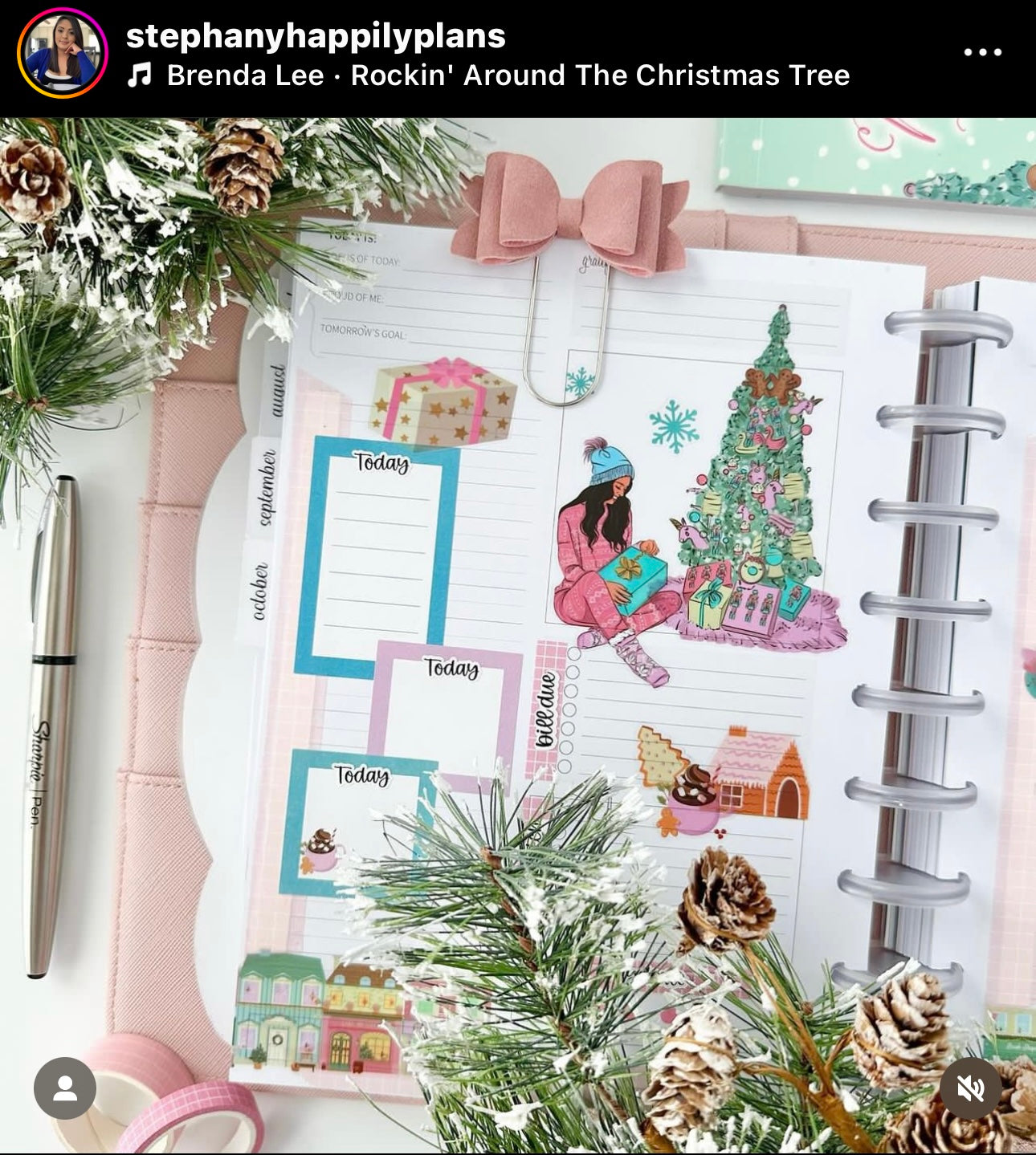 A collection of stickers featuring joyful holiday icons, including Christmas trees, ornaments, and gifts, all in a dazzling array of bright hues.