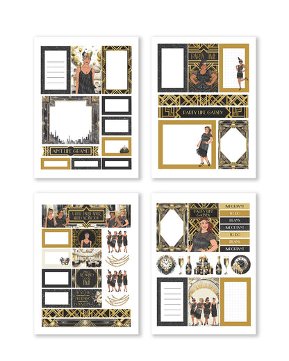 A variety of decorative stickers showcasing art deco motifs, designed to enhance organization and creativity.