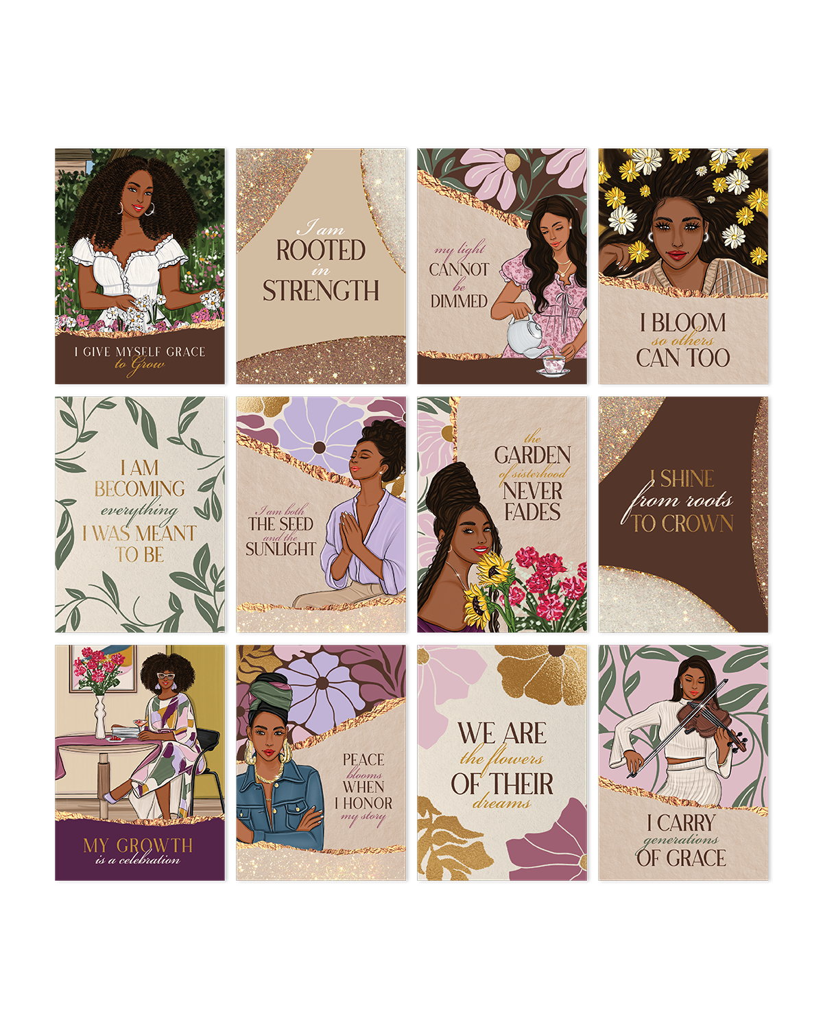 Her Story Blooms 12 Affirmation Cards