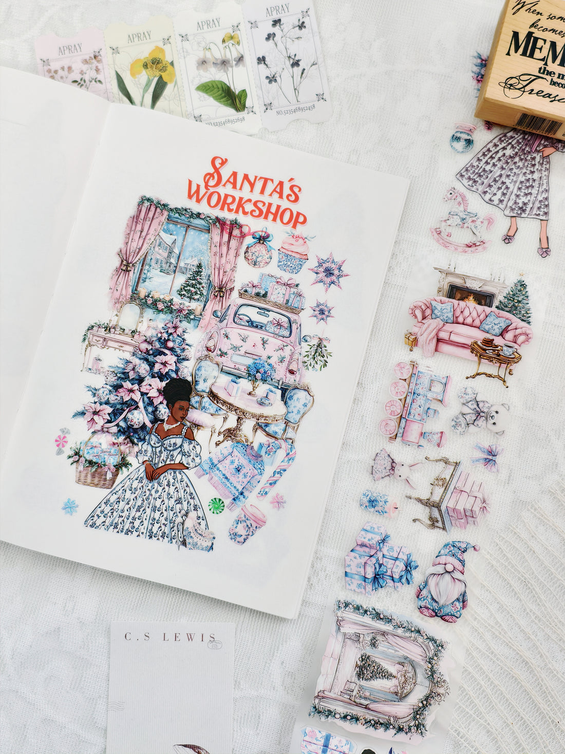 Pink Chinoiserie Christmas Pre-cut PET Tape [3.O]