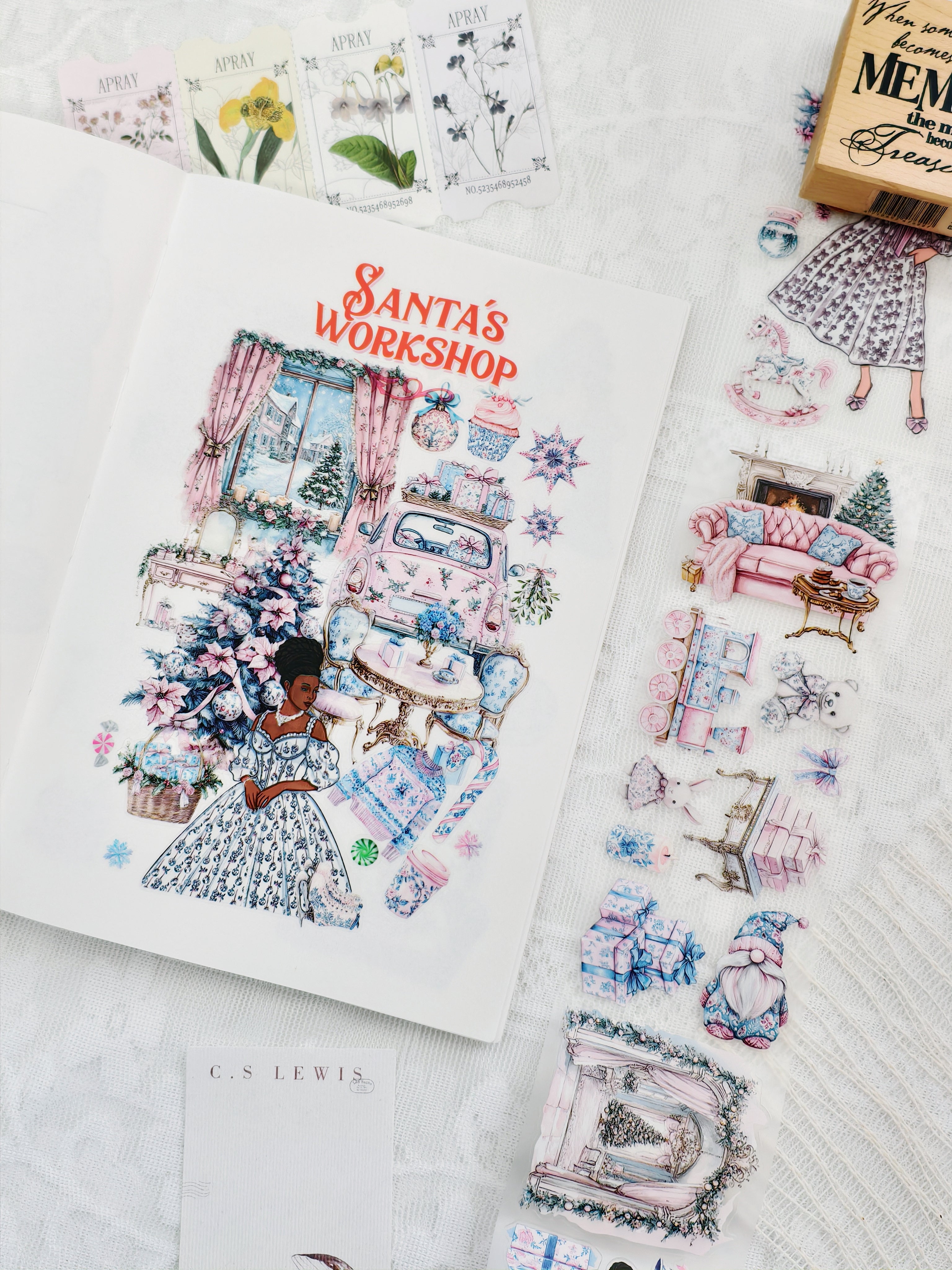 Pink Chinoiserie Christmas Pre-cut PET Tape [3.O]