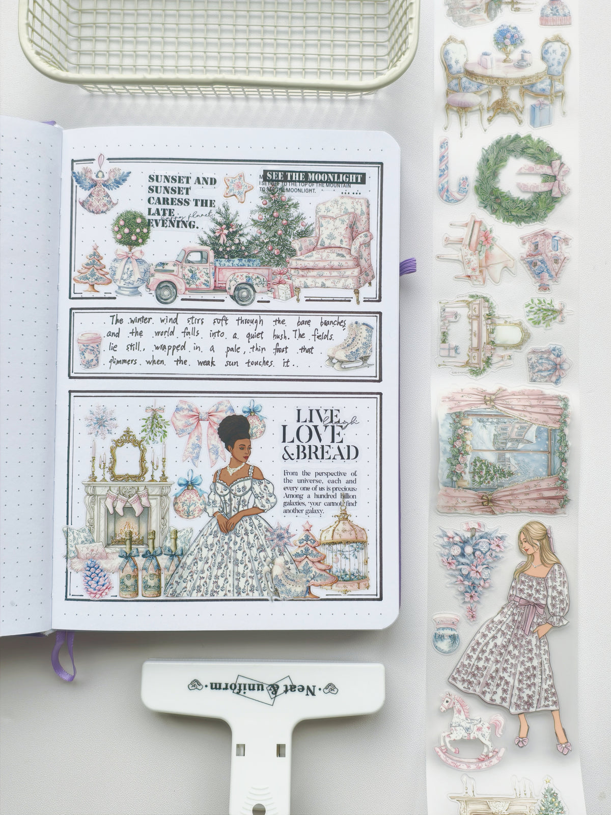 Pink Chinoiserie Christmas Pre-cut PET Tape [3.O]