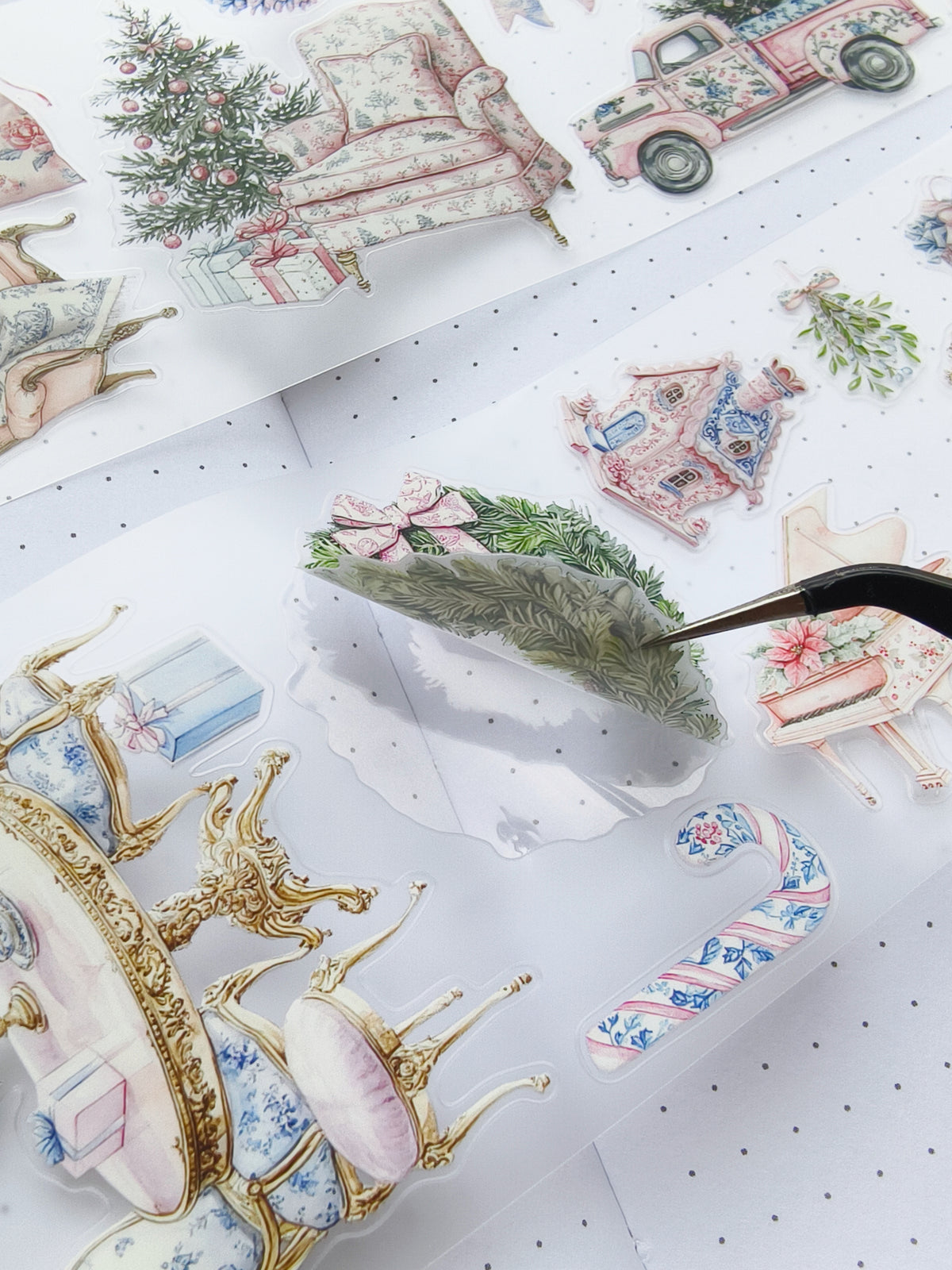 Pink Chinoiserie Christmas Pre-cut PET Tape [3.O]