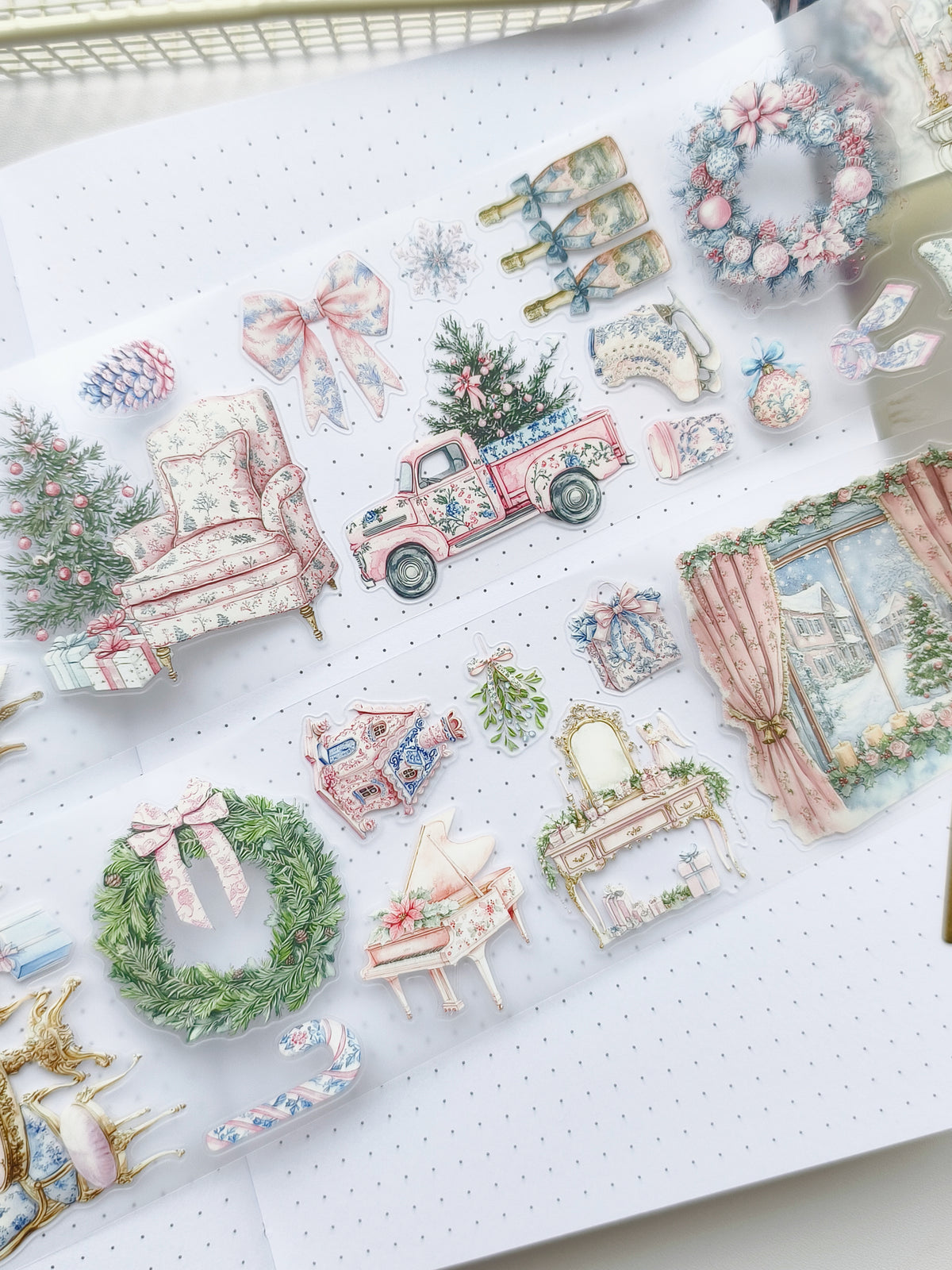Pink Chinoiserie Christmas Pre-cut PET Tape [3.O]