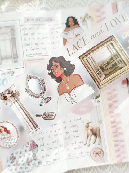 Romantic pink and sage pre-cut PET and washi tape collection