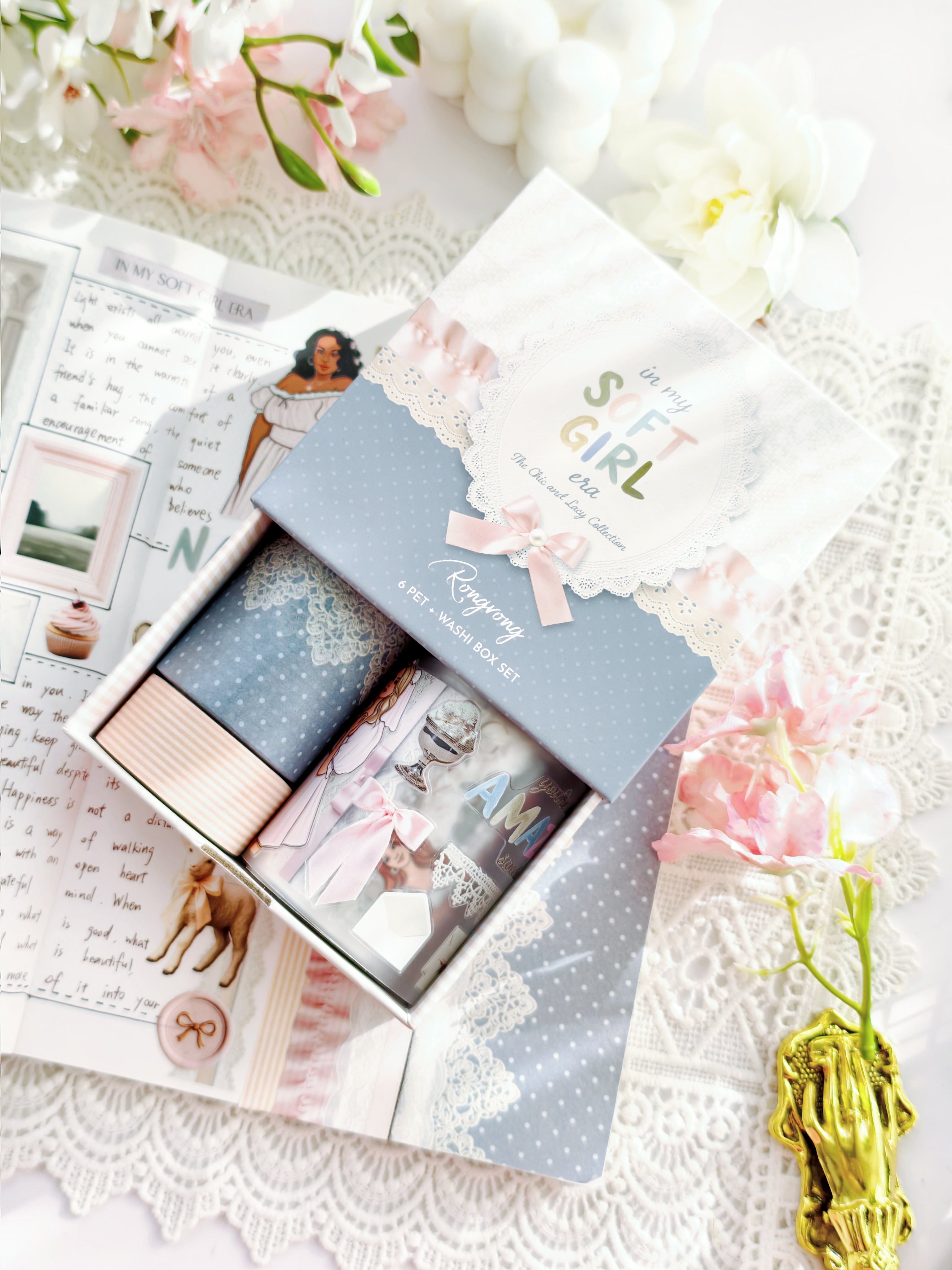 In My Soft Girl Era PET tape and washi box unboxing and layering demo
