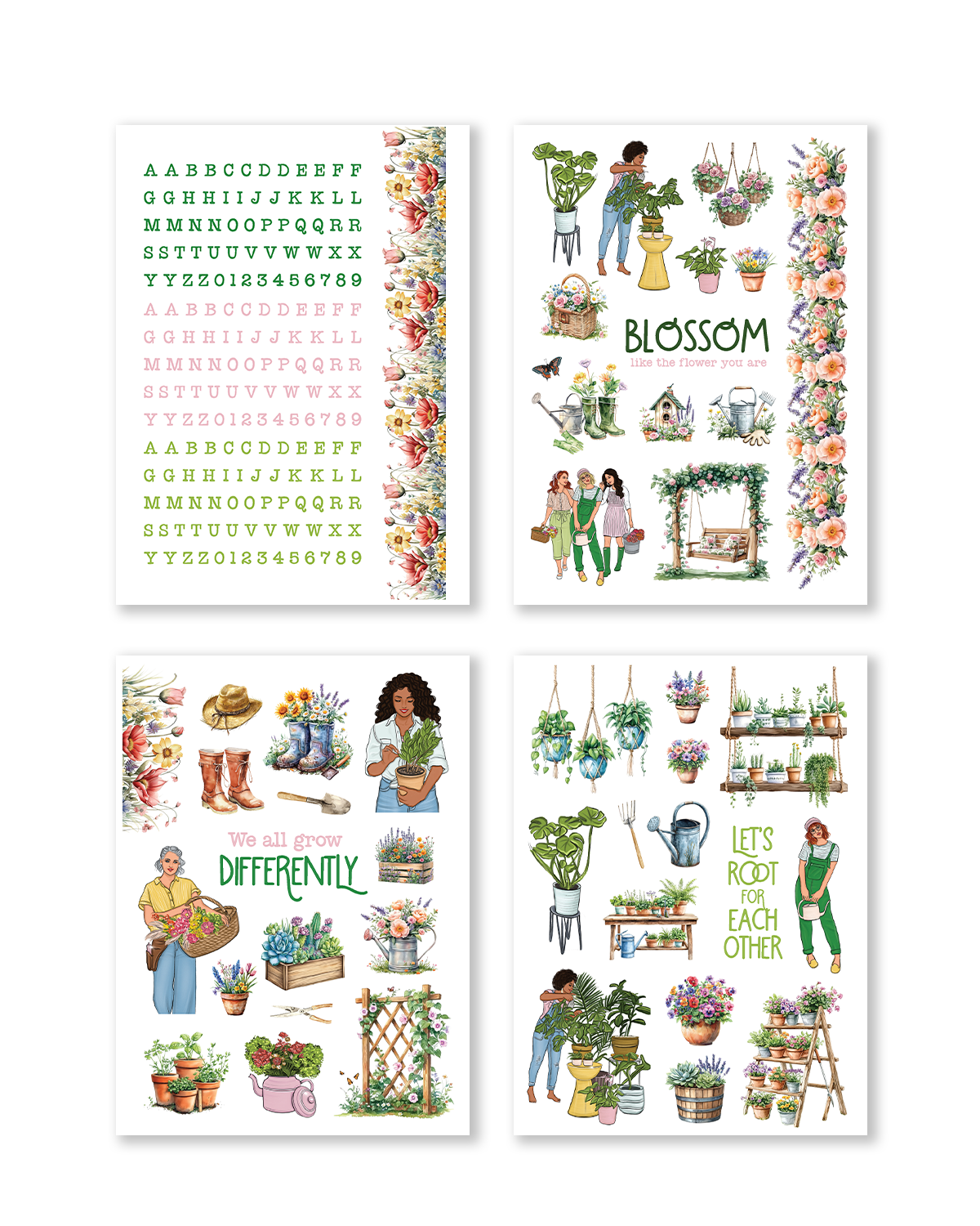 Floral spring planner kit with journaling and decorative elements