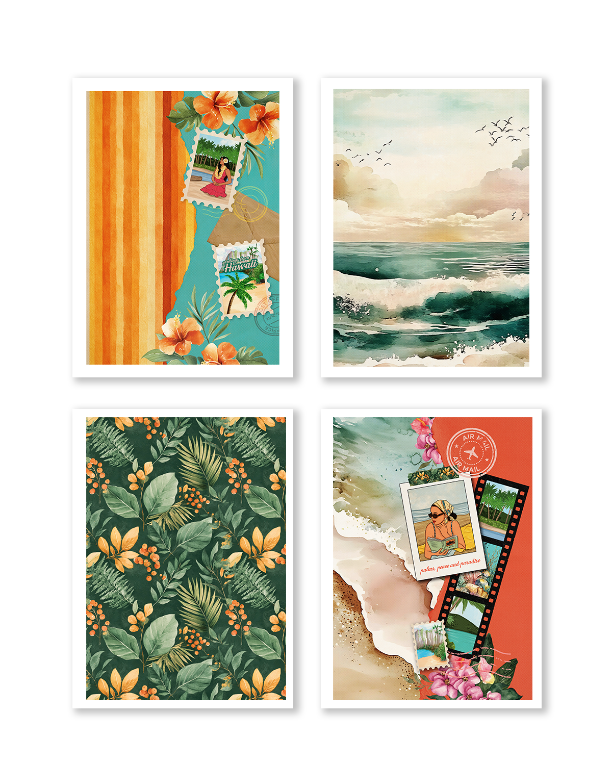 Hand illustrated tropical planner stickers by Rongrong