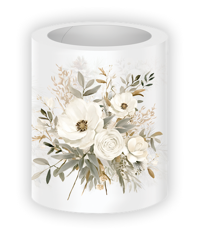 Ivory Petals Pre-cut PET Tape with winter floral and pinecone designs